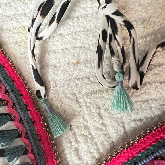 VICTORIAS SECRET+SUN STREAK Bikini Swimsuit   M/8  Boho Whimsey Embellished - Picture 8 of 10